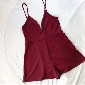 Burgundy bustle Romper